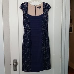 Dressbarn navy lace overlay bodycon formal dress